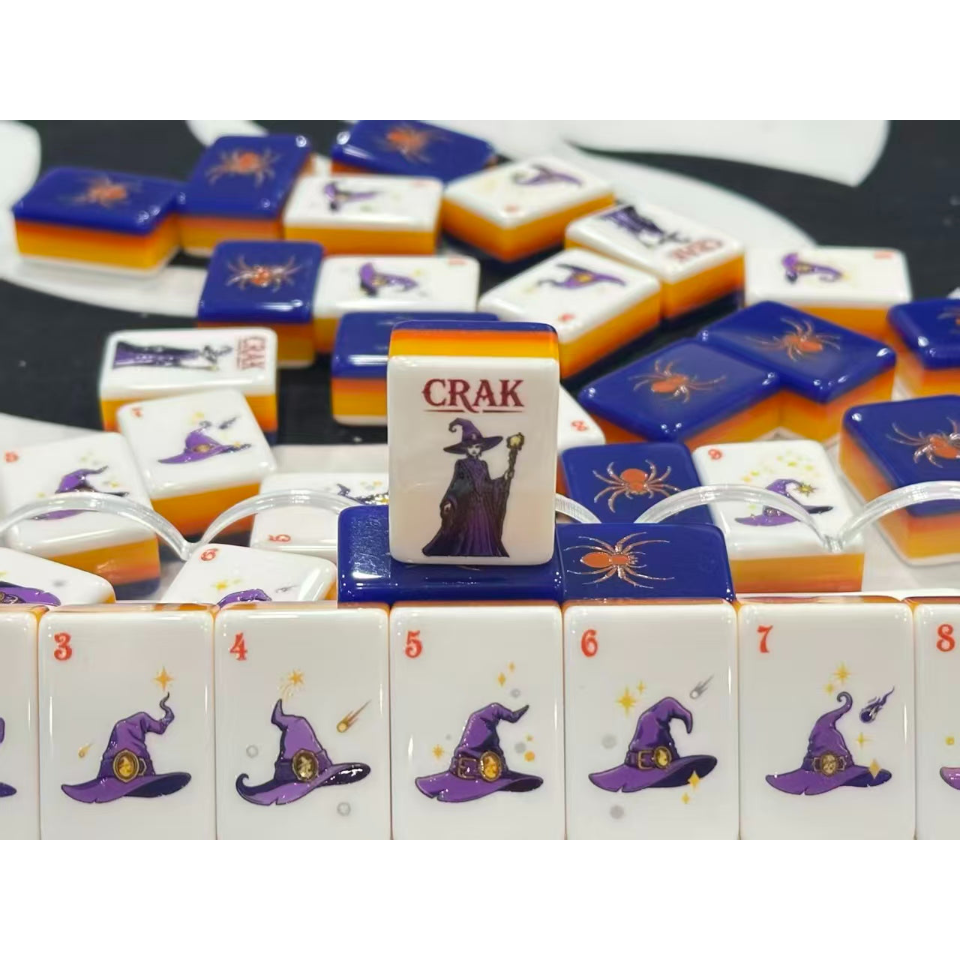 Halloween American Mahjong Set – Spooky Pumpkin & Witch-Themed Tiles
