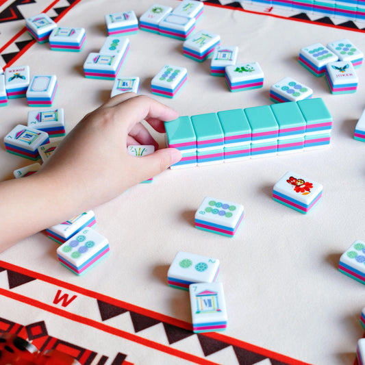 Modern Designer Mahjong Set – Colorful Tiles with Botanical