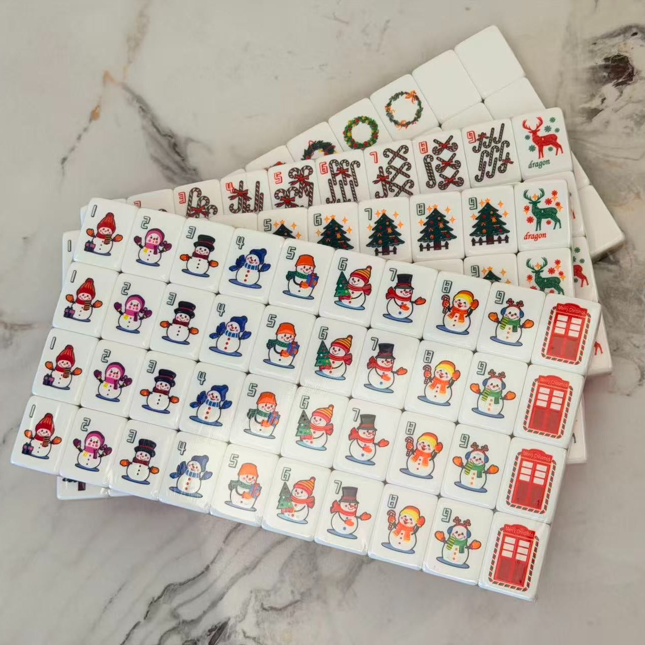 Christmas American Mahjong Set | Holiday Edition Tiles with Festive Winter Designs