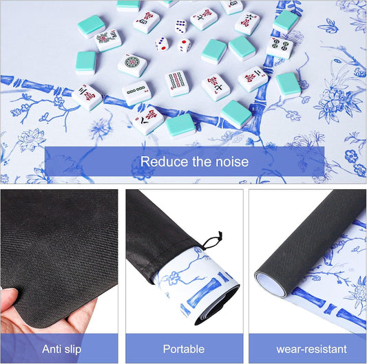 Blue & White Porcelain Mahjong Table Mat | 31.5" x 31.5"