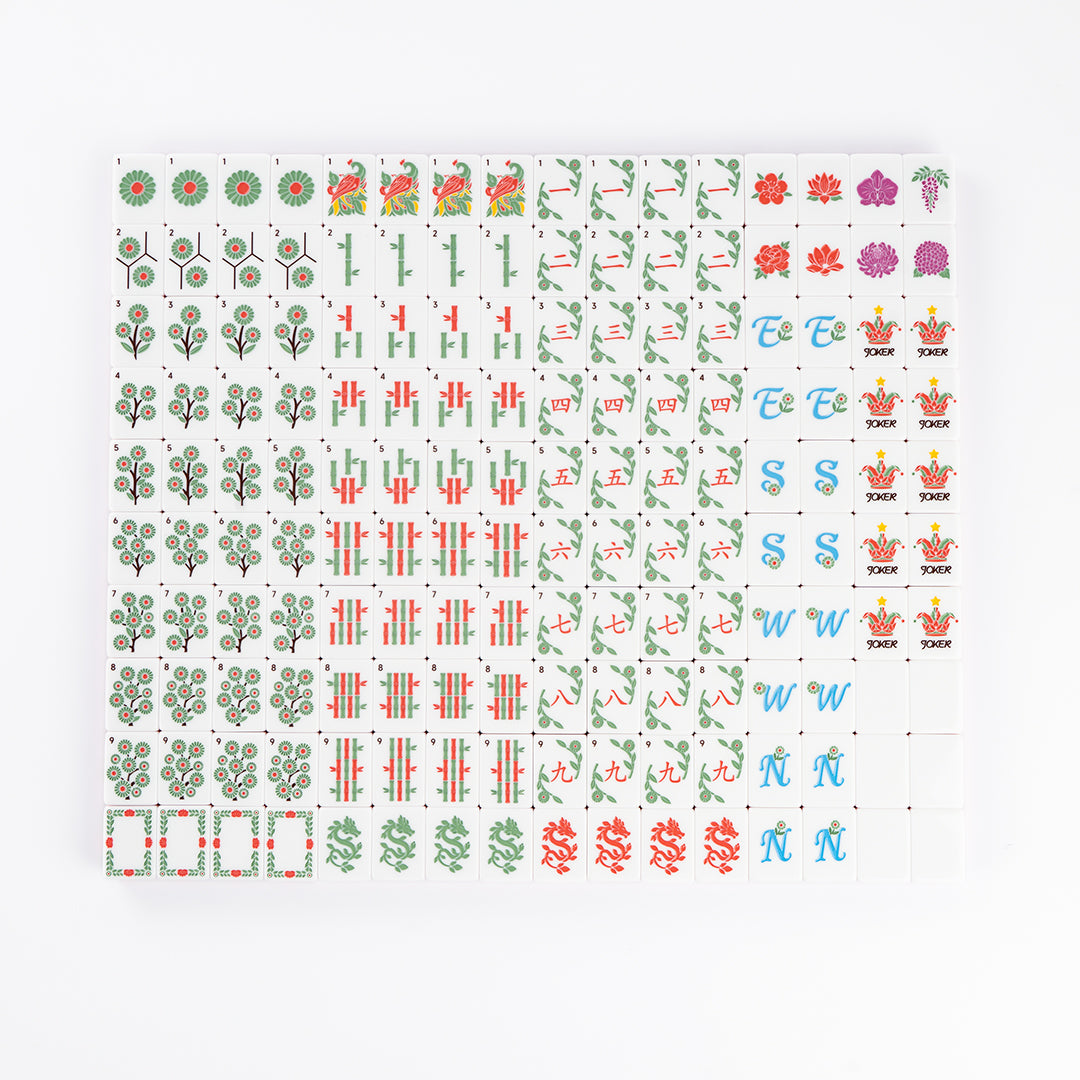 Elegant Orange Floral Mahjong Tiles with Designer Botanical Artwork