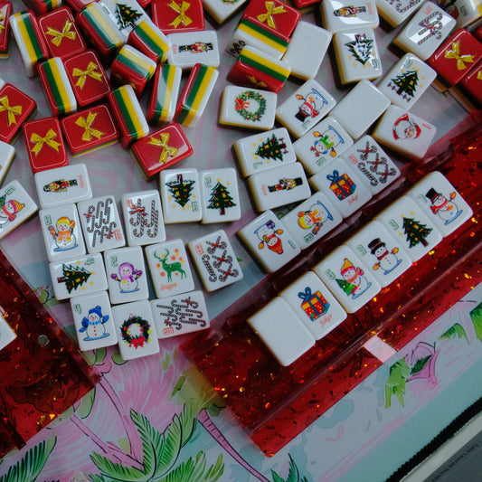 Christmas American Mahjong Set | Holiday Edition Tiles with Festive Winter Designs