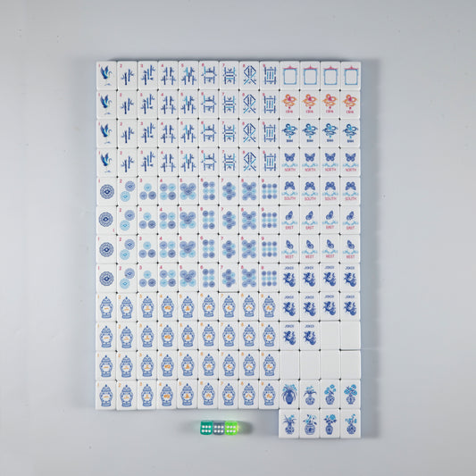 ModernMahjongset Blue & White Chinoiserie Mahjong Tile 8