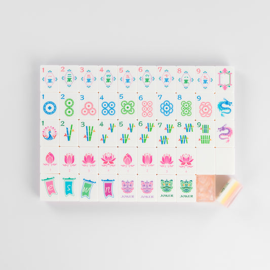 Modern Mahjong Set Apricot Glow Shell Mahjong Tiles Garden Collection 9
