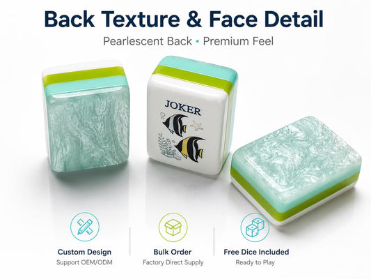 Modern Mahjong Set Seafoam Pearl Mahjong Tiles Ocean Collection 7