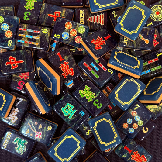 Black & Gold American Mahjong Set – Colorful Acrylic Tiles