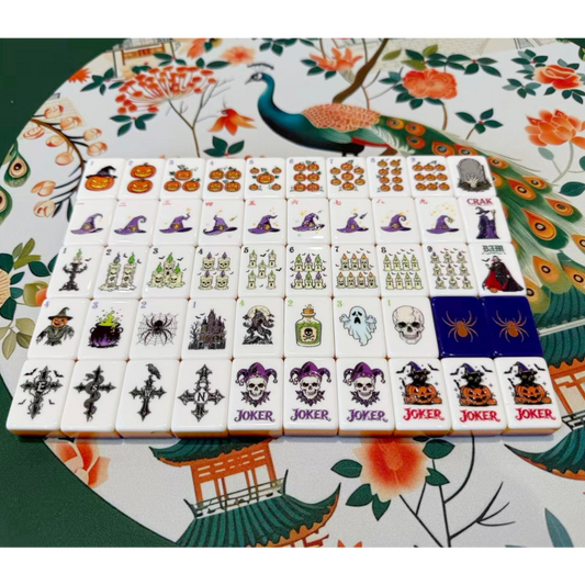 Halloween American Mahjong Set – Spooky Pumpkin & Witch-Themed Tiles