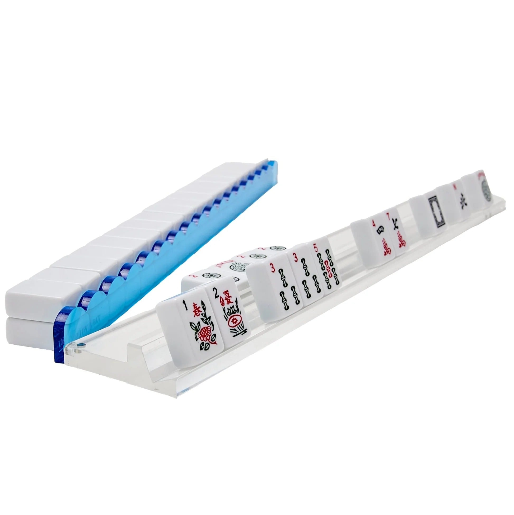 Modern Mahjong Set Clear Mahjong Racks with Magnetic Pushers 4 Pieces Set 9