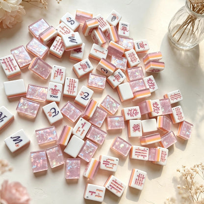 Pink Iridescent American Mahjong Set – Modern Floral Tiles