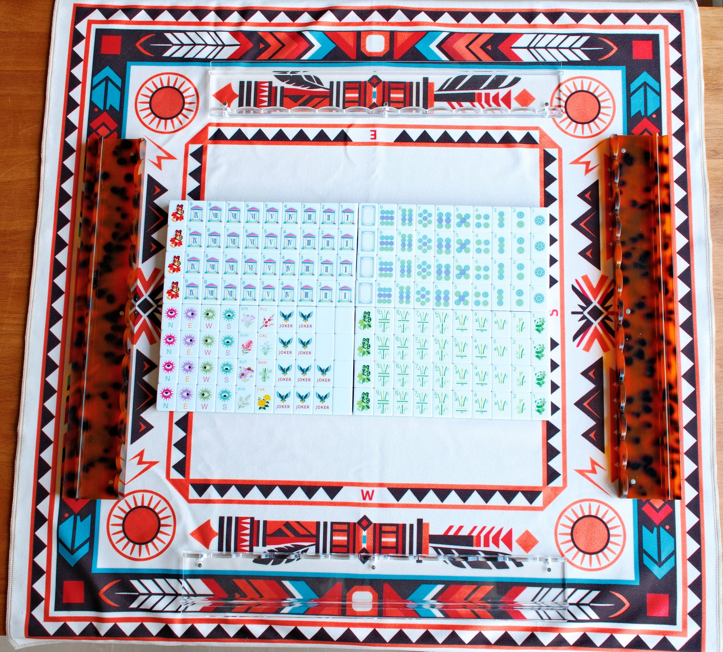 Modern Designer Mahjong Set – Colorful Tiles with Botanical