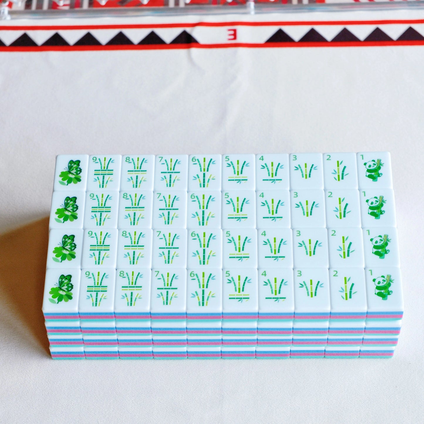 Modern Designer Mahjong Set – Colorful Tiles with Botanical