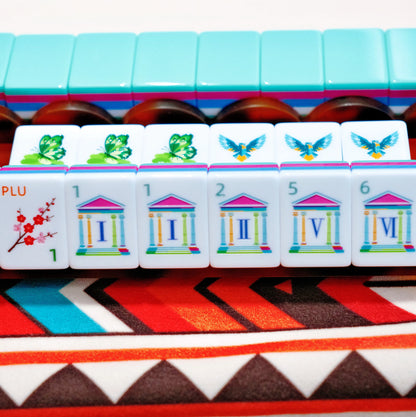 Modern Designer Mahjong Set – Colorful Tiles with Botanical