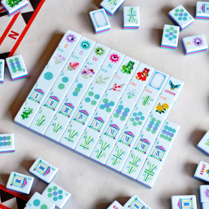 Modern Designer Mahjong Set – Colorful Tiles with Botanical