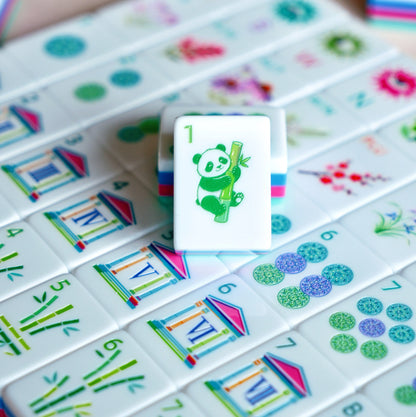 Modern Designer Mahjong Set – Colorful Tiles with Botanical