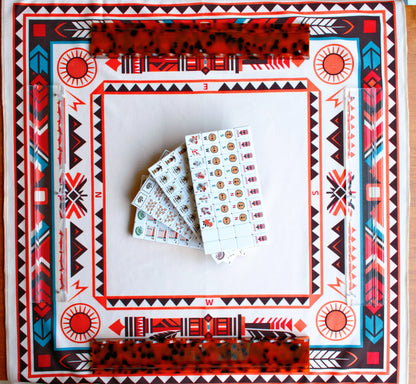 Tribal Inspired Mahjong Set with Bold Artistic Design
