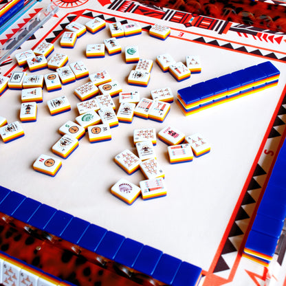 Tribal Inspired Mahjong Set with Bold Artistic Design