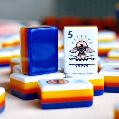 Tribal Inspired Mahjong Set with Bold Artistic Design
