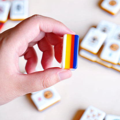 Tribal Inspired Mahjong Set with Bold Artistic Design
