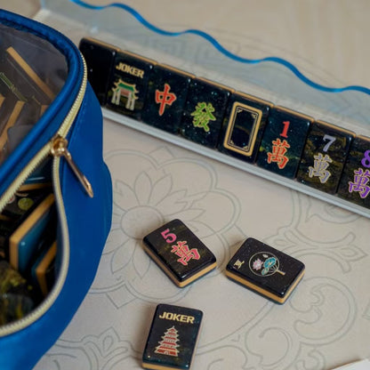Black & Gold American Mahjong Set – Colorful Acrylic Tiles
