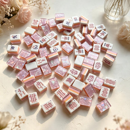 Pink Iridescent American Mahjong Set – Modern Floral Tiles