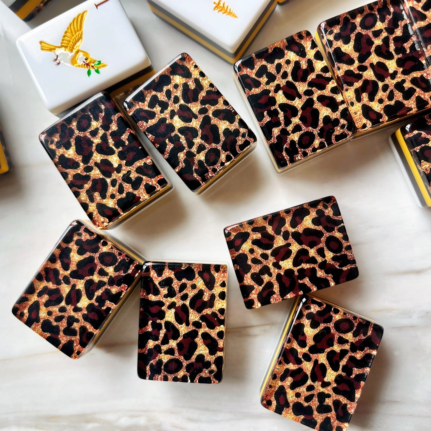 Black & Gold Leopard Print American Mahjong