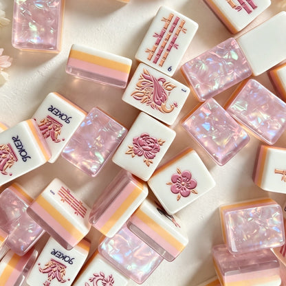 Pink Iridescent American Mahjong Set – Modern Floral Tiles