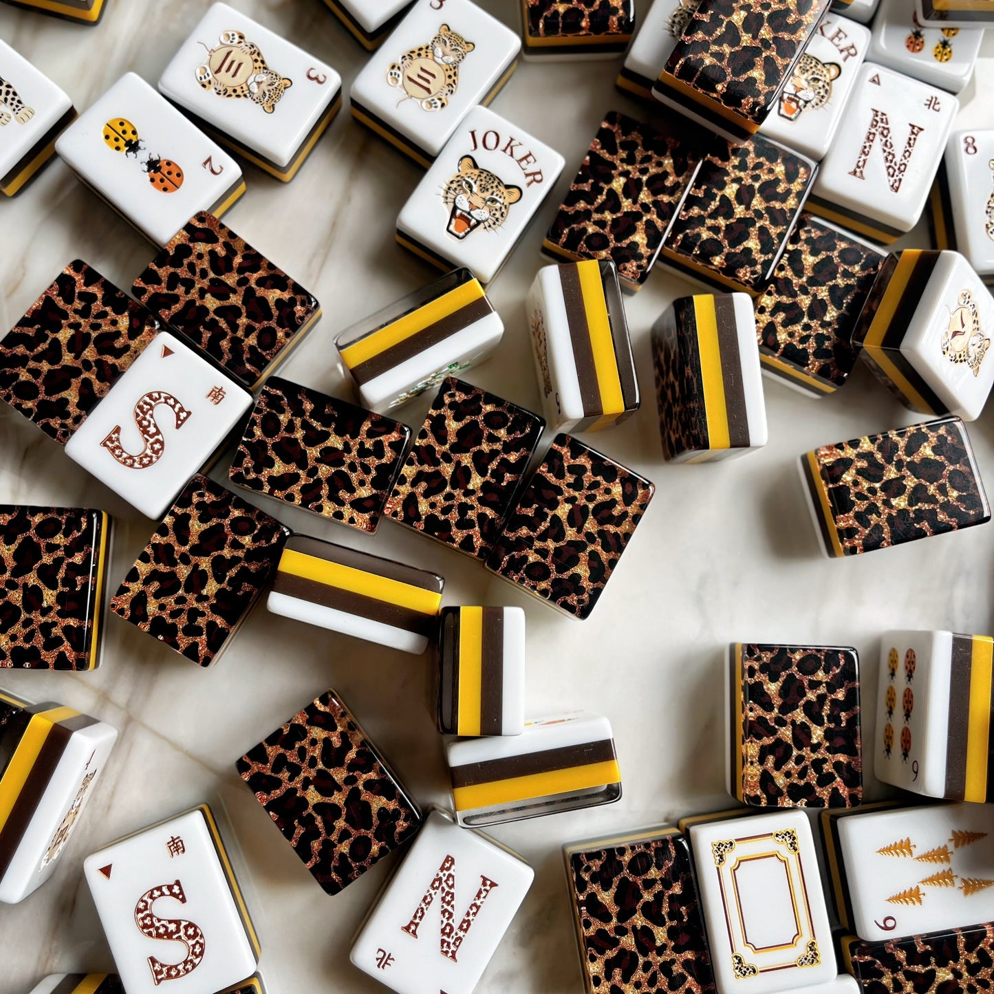 Black & Gold Leopard Print American Mahjong