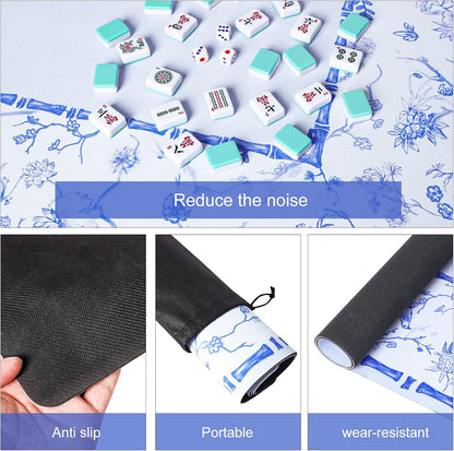 Blue & White Porcelain Mahjong Table Mat | 31.5" x 31.5"