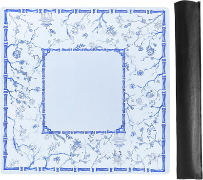 Blue & White Porcelain Mahjong Table Mat | 31.5" x 31.5"