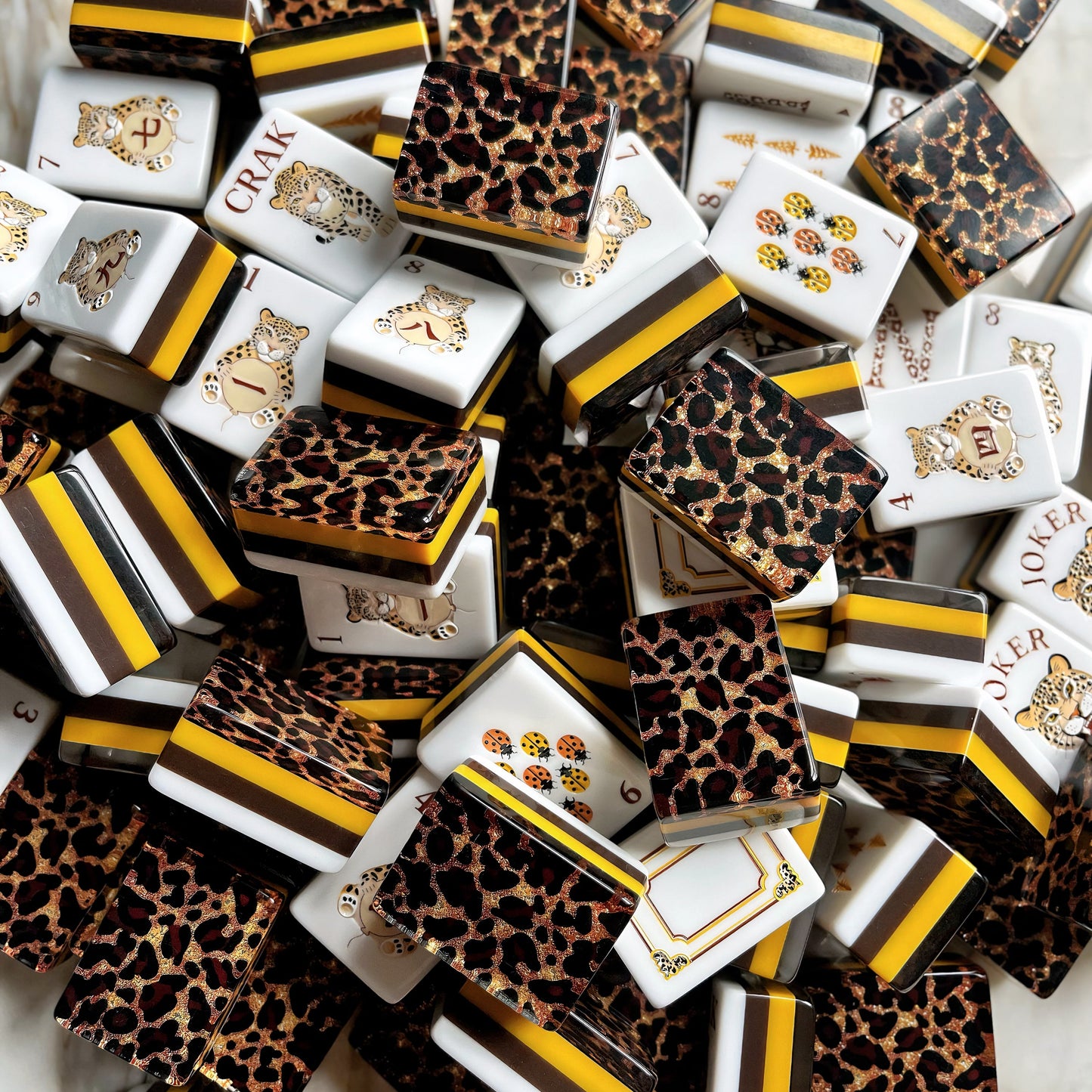 Black & Gold Leopard Print American Mahjong