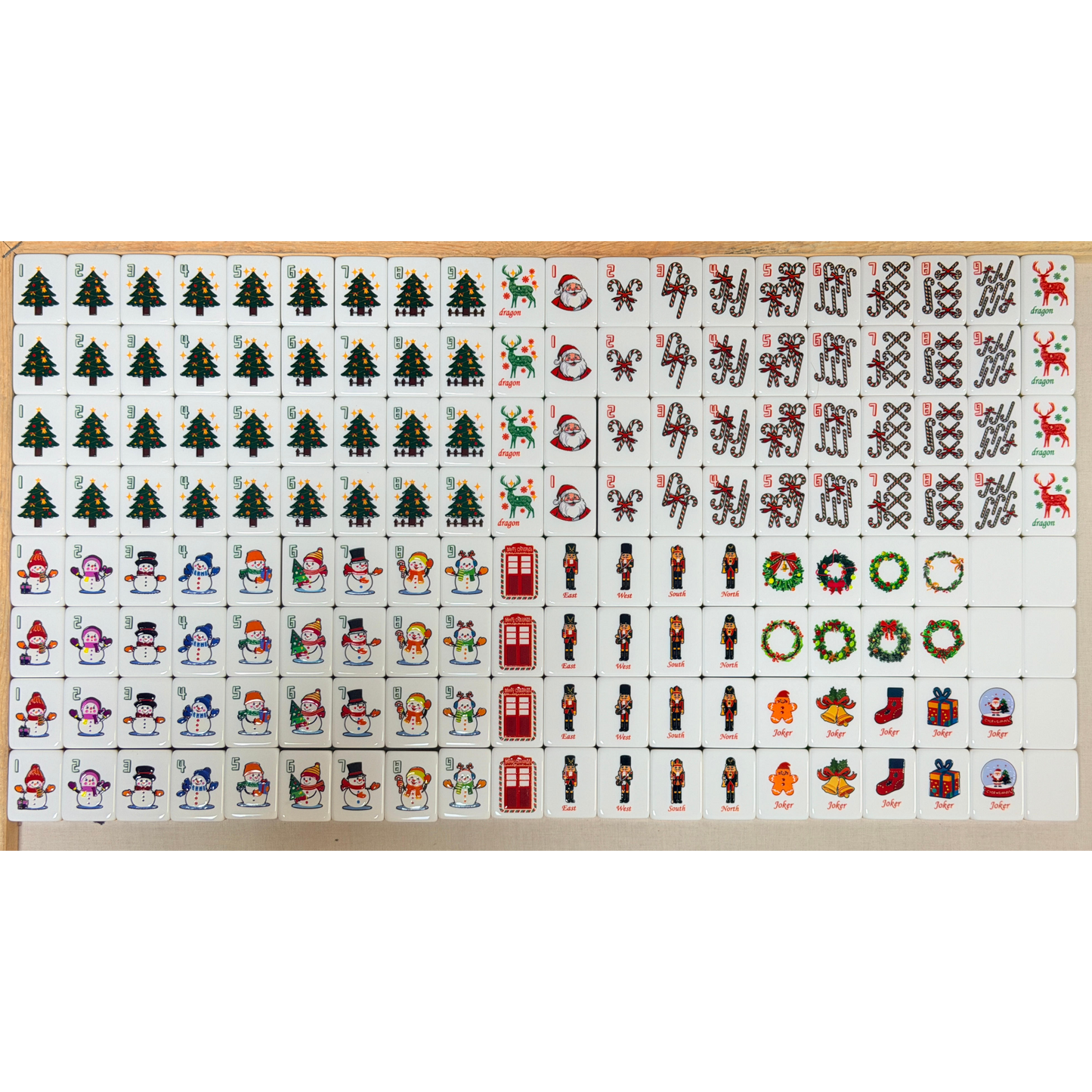 Christmas American Mahjong Set | Holiday Edition  Tiles with Festive Winter Designs