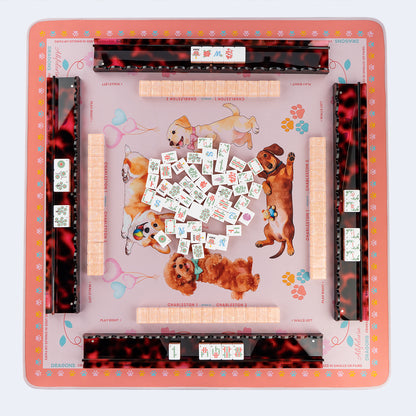 Elegant Orange Floral Mahjong Tiles with Designer Botanical Artwork