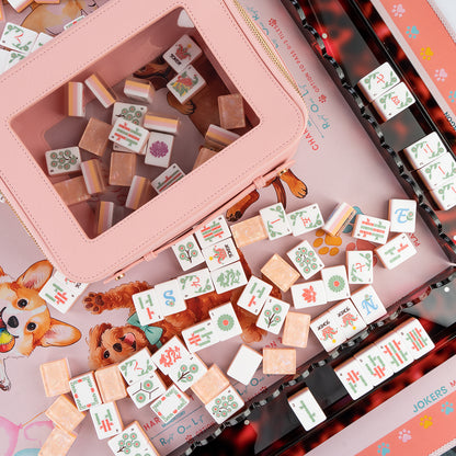 Elegant Orange Floral Mahjong Tiles with Designer Botanical Artwork