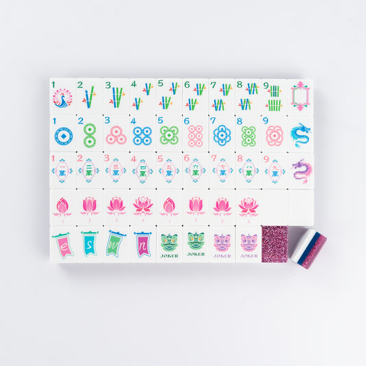 Purple Glitter Mahjong Set with Sparkle Tiles