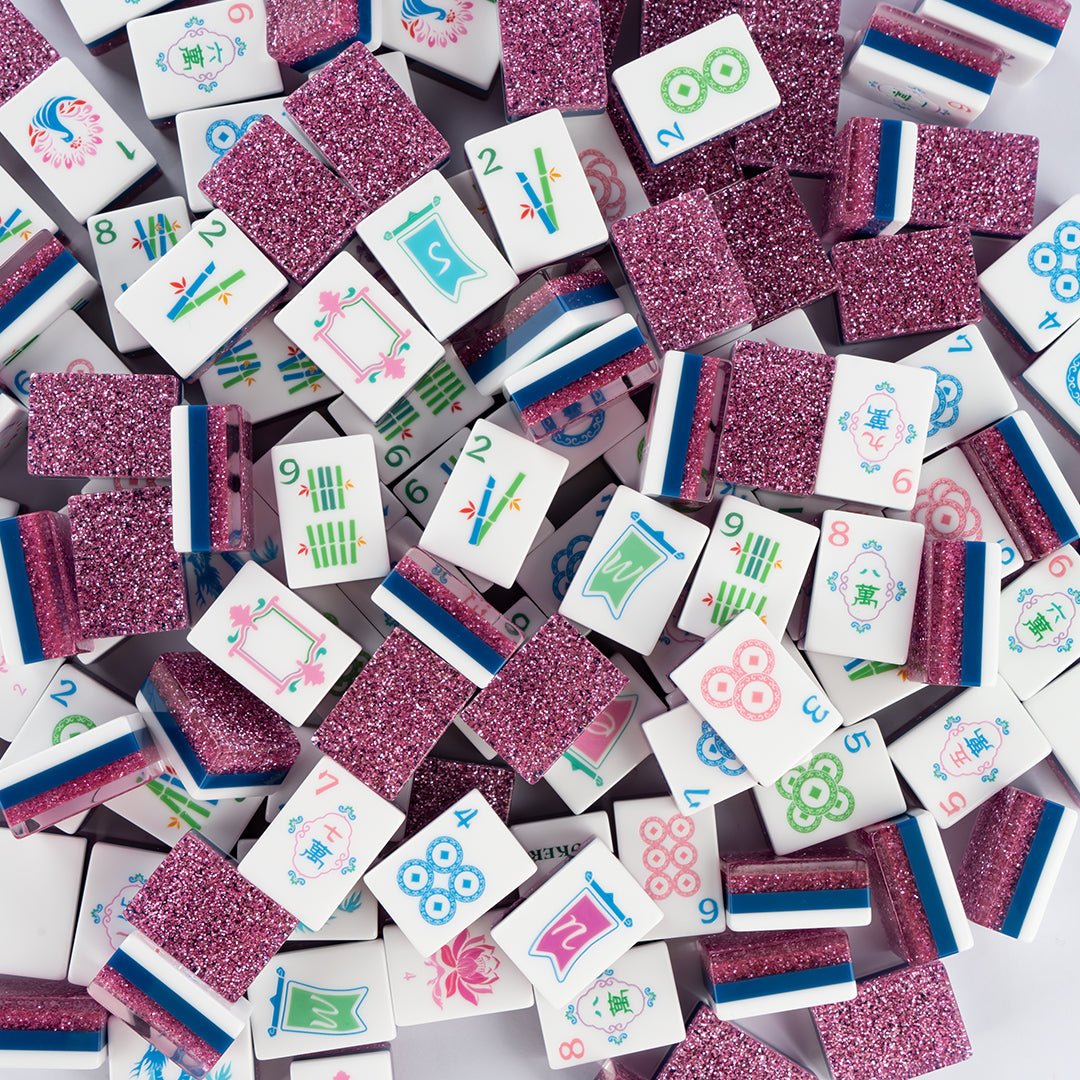 Purple Glitter Mahjong Set with Sparkle Tiles