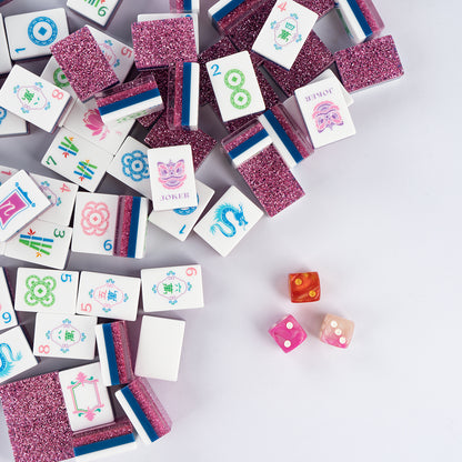 Purple Glitter Mahjong Set with Sparkle Tiles