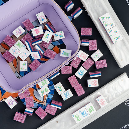 Purple Glitter Mahjong Set with Sparkle Tiles