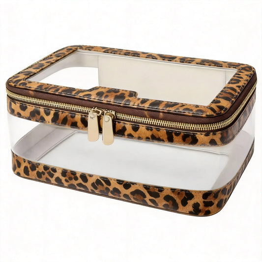 Leopard Print Mahjong Storage Pouch | Vintage PVC Leather, Waterproof 2