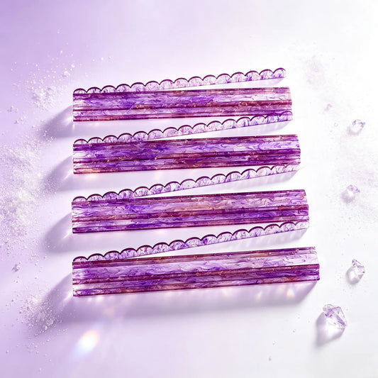 Luxury Acrylic Mahjong Rack & Pushers Set – Amethyst Gold Shimmer with WavePusher 5