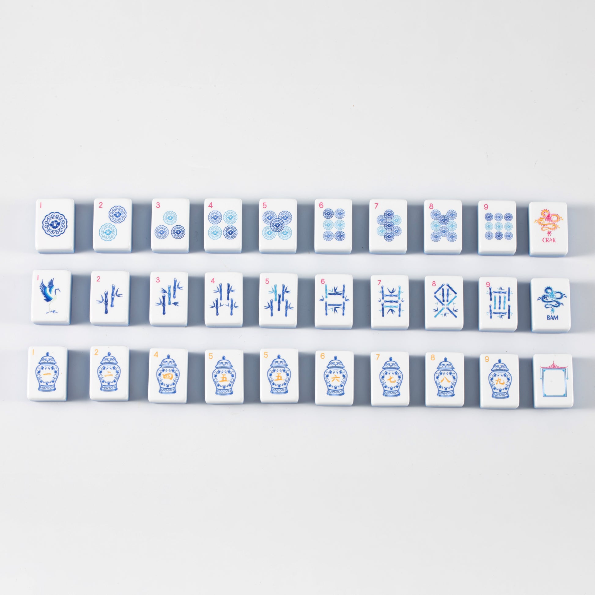 ModernMahjongset Blue & White Chinoiserie Mahjong Tile 7