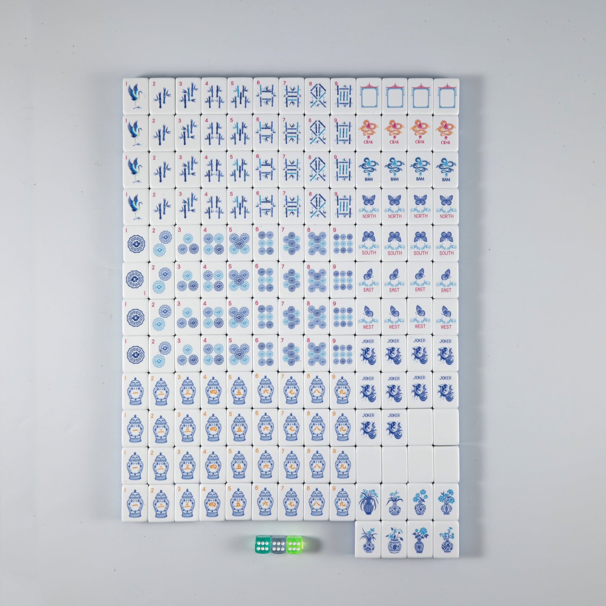 ModernMahjongset Blue & White Chinoiserie Mahjong Tile 8