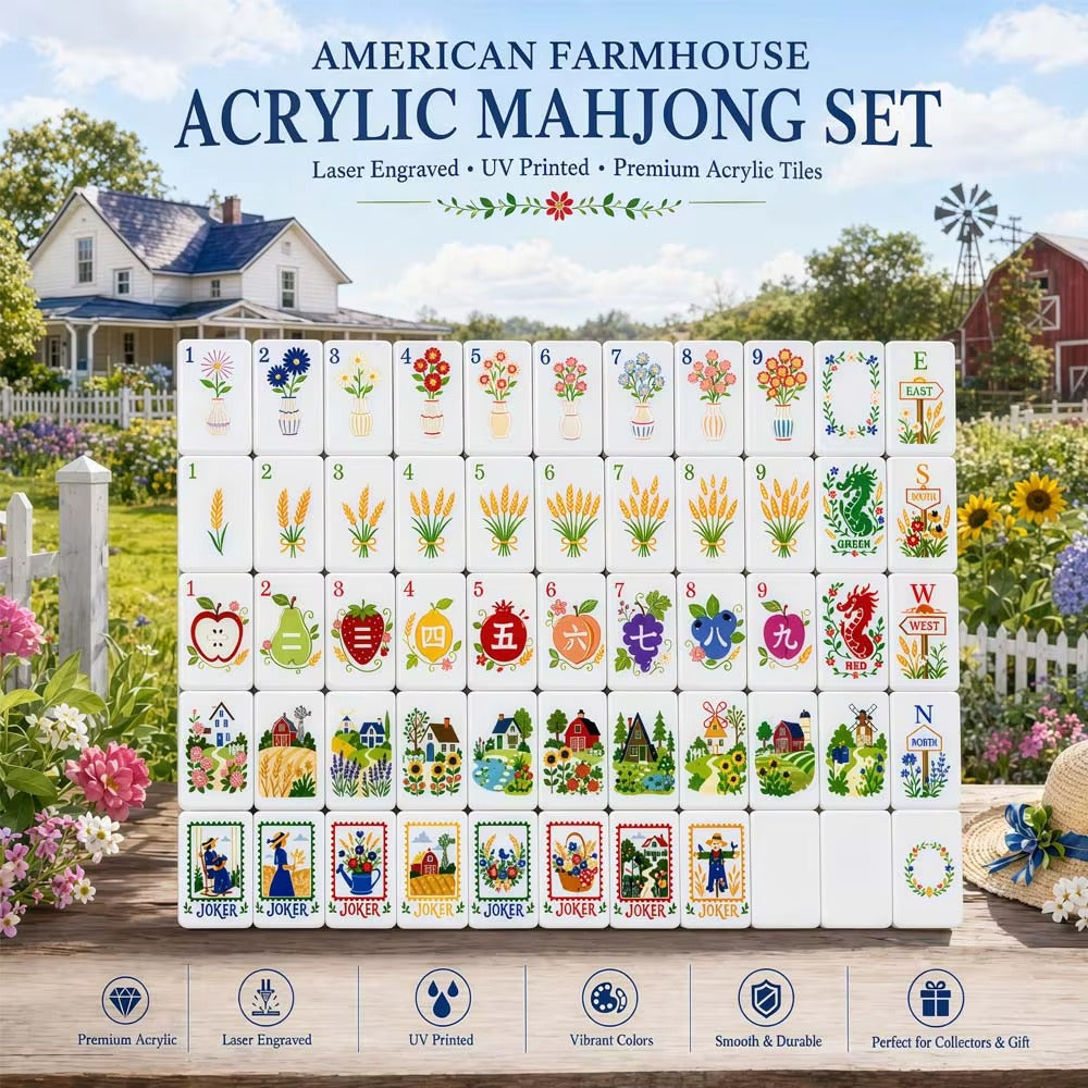 Modern Mahjong Set Americana Countryside Mahjong Set Premium American Pastoral Farmhouse Tiles 2