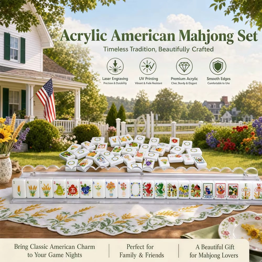 Modern Mahjong Set Americana Countryside Mahjong Set Premium American Pastoral Farmhouse Tiles 5