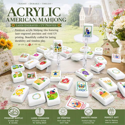 Modern Mahjong Set Americana Countryside Mahjong Set Premium American Pastoral Farmhouse Tiles 7