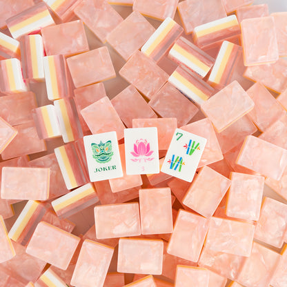 Modern Mahjong Set Apricot Glow Shell Mahjong Tiles Garden Collection 1