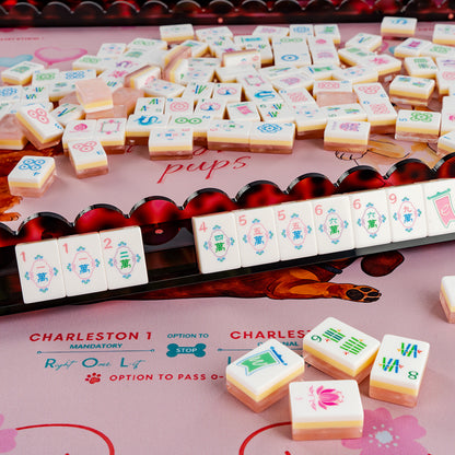 Modern Mahjong Set Apricot Glow Shell Mahjong Tiles Garden Collection 2