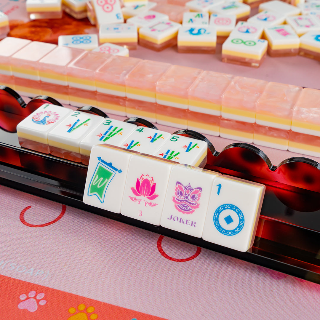 Modern Mahjong Set Apricot Glow Shell Mahjong Tiles Garden Collection 3
