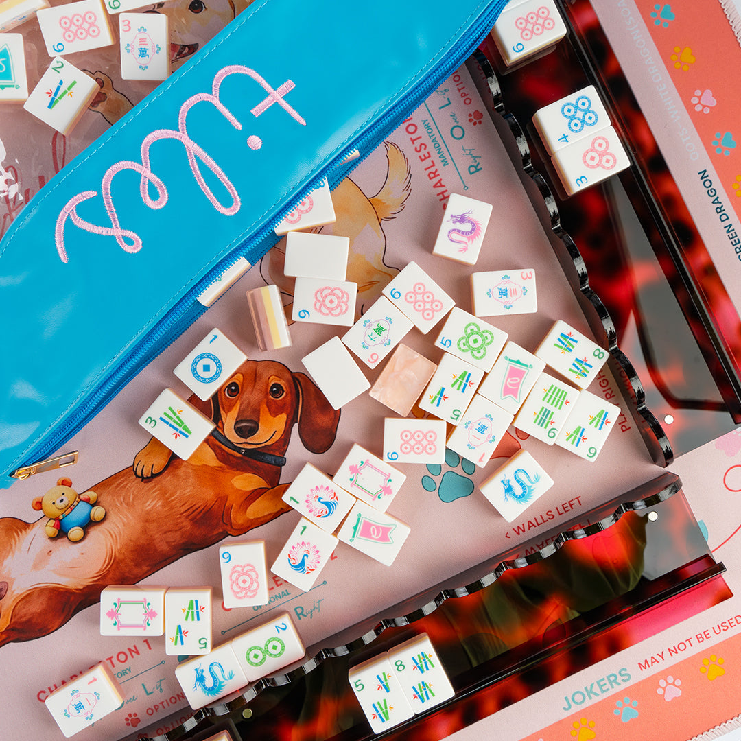 Modern Mahjong Set Apricot Glow Shell Mahjong Tiles Garden Collection 4