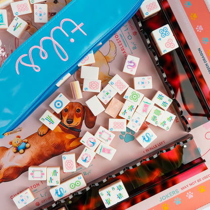 Modern Mahjong Set Apricot Glow Shell Mahjong Tiles Garden Collection 4