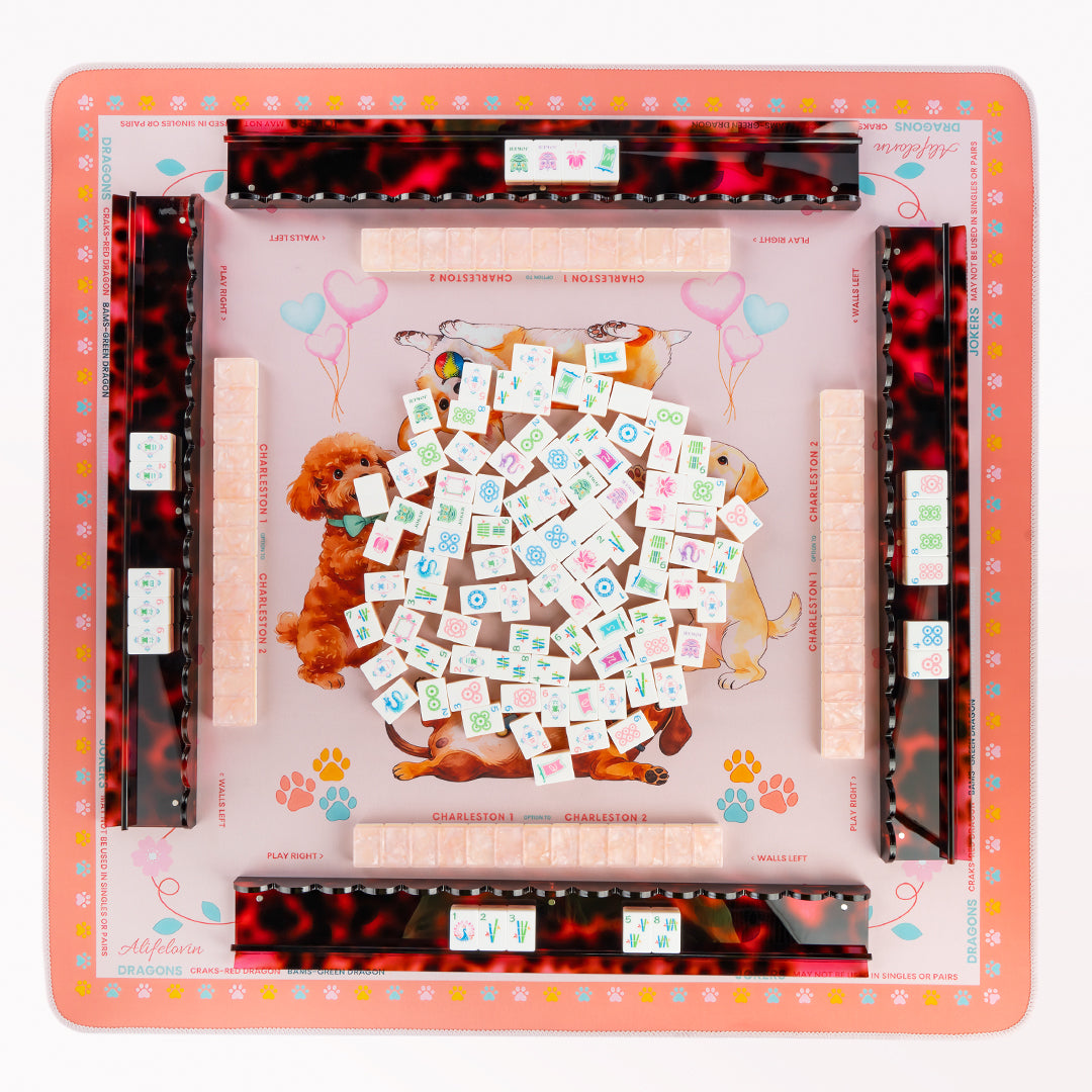 Modern Mahjong Set Apricot Glow Shell Mahjong Tiles Garden Collection 5